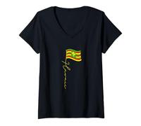 Donna Hawaii Kanaka Maoli Signature Pole - Bandiera hawaiana Maglietta con Collo a V