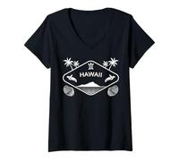 Donna Hawaii Palme Tartaruga Marina Grande Isola Owyhee Souvenir Maglietta con Collo a V