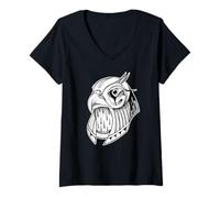 Donna Hawk Horus Falcon Head Dio Egiziano Maglietta con Collo a V