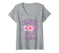 Donna Hazel Personalized Cute Flower Girls Hazel Name Maglietta con Collo a V