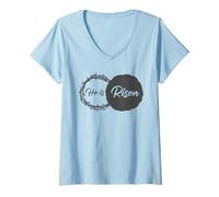 Donna He is Risen - Jesus Christ Resurrection Easter & Passover Maglietta con Collo a V