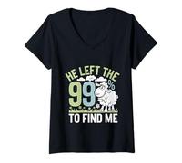 Donna He Left The 99 To Find Me Bibbia Fede Cristiana ----- Maglietta con Collo a V