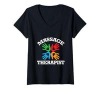 Donna Healing Hands of Therapy - Maglietta per massaggiatore Orgoglioso Maglietta con Collo a V