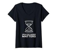 Donna Healthy Aging Matters Clessidra Design Aging Advocacy Maglietta con Collo a V
