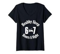 Donna Healthy Sleep 6-7 Hours A Night Maglietta con Collo a V