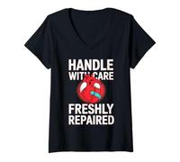 Donna Heart Surgery Recovery Bypass Survivor for Men Maglietta con Collo a V