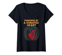 Donna Heart Warrior Alimentato da Un Cuore Donato Cool Mens Get Well Maglietta con Collo a V