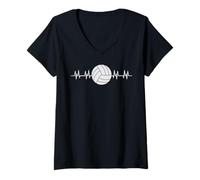 Donna Heartbeat Volleyball Player Funny Volleyball Coach Maglietta con Collo a V