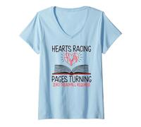 Donna Hearts Racing, Pages Turning, Zero Treadmill Required Maglietta con Collo a V