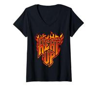 Donna Heat Up Flames Inspirational Pompiere Uomo Donna Maglietta con Collo a V