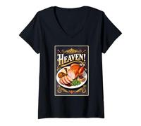 Donna Heaven Game - Piatto Piano con Gallina Maglietta con Collo a V