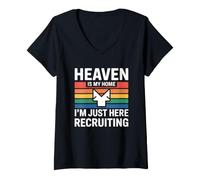 Donna Heaven Is My Home I'm Just Here Recruiting Maglietta con Collo a V