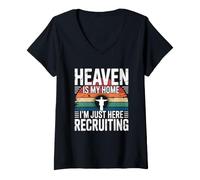 Donna Heaven Is My Home I'm Just Here Recruiting Maglietta con Collo a V