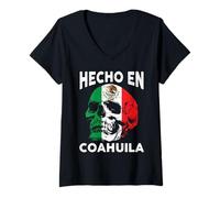 Donna Hecho en Coahuila Mexico - Bandiera Messicana - Coahuila Maglietta con Collo a V