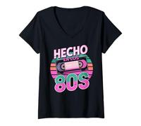 Donna Hecho En Los 80s Latino Retro Vintage Messico Espanol Orgoglio Maglietta con Collo a V