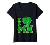 Donna Hecho en México Nopal Cactus Mexican Roots Pride Latinx Maglietta con Collo a V