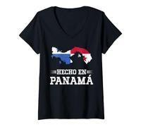 Donna Hecho en Panamá Bandiera panamense Panama Maglietta con Collo a V