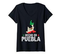 Donna Hecho en Puebla Mexico - Orgoglioso Messicano - Puebla Maglietta con Collo a V