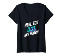 Donna Heel Toe Rev Match Three Pedal Manual Car Racing Maglietta con Collo a V