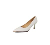 Donna Heels Shallow Pointed Toe Anti Kick Elegant Matching Skirt Shoes Sexy Classical Temperament Smart Party Dating Wedding Bridal Shoes Beige 35