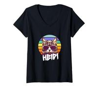 Donna HEIDI - Bel nome da ragazza con un gatto cool Maglietta con Collo a V