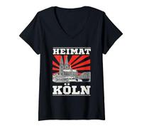 Donna Heimat Colonia: Design con Panorama Reno e Colonia Maglietta con Collo a V