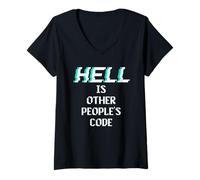 Donna Hell is Other People Code Funny Coding Programmatore di Computer Maglietta con Collo a V