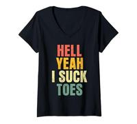 Donna Hell Yeah I succhiare Le Dita dei Piedi Divertente Inappropriato Adulto Umorismo Uomini Maglietta con Collo a V