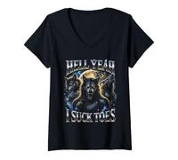 Donna Hell Yeah I succhiare Le Dita dei Piedi Lupi Bootleg Divertente Maglietta con Collo a V
