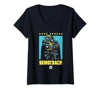 Donna Helldivers 2 PlayStation Video Game Hugs Spread Democracy Maglietta con Collo a V