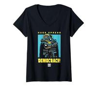 Donna Helldivers 2 Playstation Video Game Hugs Spread Democracy Maglietta con Collo a V