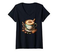 Donna Hello Autumn Themed Coffee Mug for Women Cozy Fall Vibes Maglietta con Collo a V