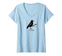 Donna Hello Darkness Il Mio Vecchio Amico Crow Coffee Halloween Spaventoso Maglietta con Collo a V