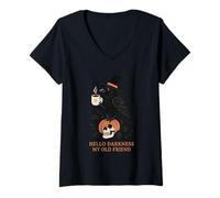 Donna Hello Darkness, mio vecchio amico, Halloween Maglietta con Collo a V