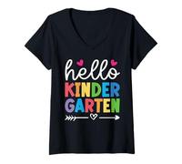 Donna Hello Kindergarten Maglietta con Collo a V