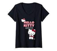 Donna Hello Kitty - Illumina la mia Giornata Maglietta con Collo a V