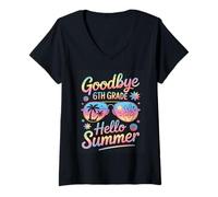 Donna Hello Summer Happy Last Day of School Teacher Student Maglietta con Collo a V