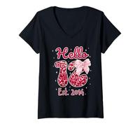 Donna Hello Twelve EST 2014 12th Birthday Coquette 12 Year Girl Maglietta con Collo a V