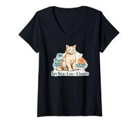 Donna Hemingway Cats Key West - Souvenir con Gatto Maglietta con Collo a V