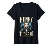 Donna Henry David Thoreau Maglietta con Collo a V