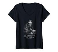 Donna Henry David Thoreau Walden Trascendentalismo Maglietta con Collo a V
