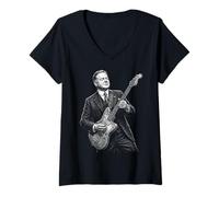 Donna Herbert Hoover Chitarra Maglietta con Collo a V