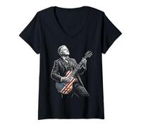 Donna Herbert Hoover Chitarra Maglietta con Collo a V