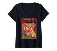 Donna Here Comes the Apocalypse UFO Retro Funny Adult Humor Maglietta con Collo a V