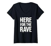 Donna Here For The Rave | Musica House Vintage Maglietta con Collo a V