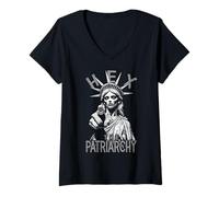 Donna Hex Il Patriarcato Zombie Liberty Femminista Halloween Gothic Maglietta con Collo a V