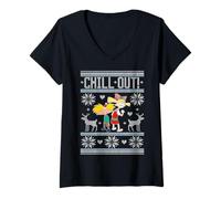 Donna Hey Arnold! Helga Chill out Holiday Sweater Maglietta con Collo a V