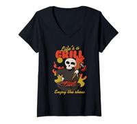 Donna Hibachi Life's A Grill Enjoy The Show Maglietta con Collo a V
