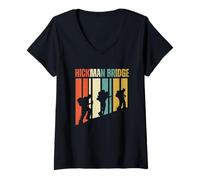 Donna Hickman Bridge Utah Escursionismo Avventura retrò alpinismo Maglietta con Collo a V