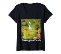 Donna Hieronymus Bosch Il Giardino delle delizie Terrene Maglietta con Collo a V